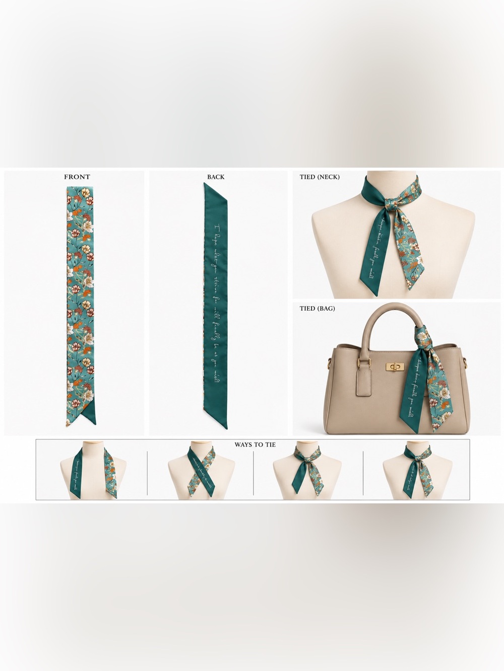 Floral Teal Reversible Neck & Bag Scarf - Women's Accessory